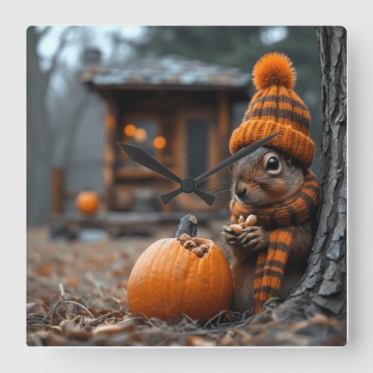 Het geheime bosfeest van het eekhoorn Ai afbeeldin Vierkante Klok (Voorkant)
