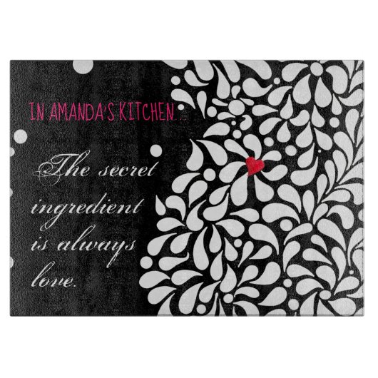 Het geheime ingrediënt is liefde gepersonaliseerd snijplank (Voorkant)