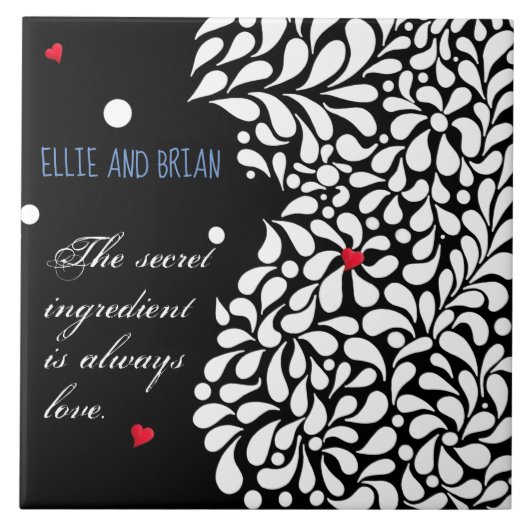 Het geheime ingrediënt is liefde gepersonaliseerd tegeltje (Voorkant)