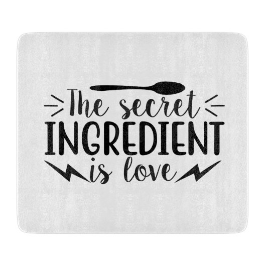 Het geheime ingrediënt is liefde snijplank (Voorkant)