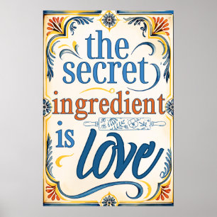 Het Geheime Ingrediënt Is Liefde Vintage Keuken Poster