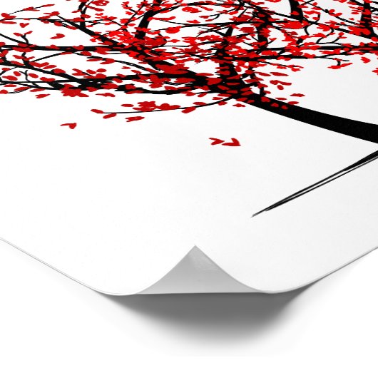 Het geheime ingrediënt is Love Red Tree Hearts Poster (Hoek)