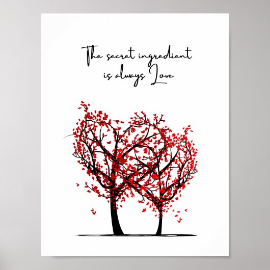 Het geheime ingrediënt is Love Red Tree Hearts Poster (Voorkant)