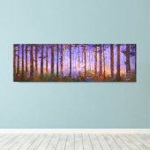 Het geheime pad van de herten - Brede boslandschap Canvas Afdruk (Insitu (Houten vloer))