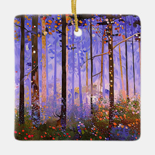 Het geheime pad van de herten - Brede boslandschap Keramisch Ornament