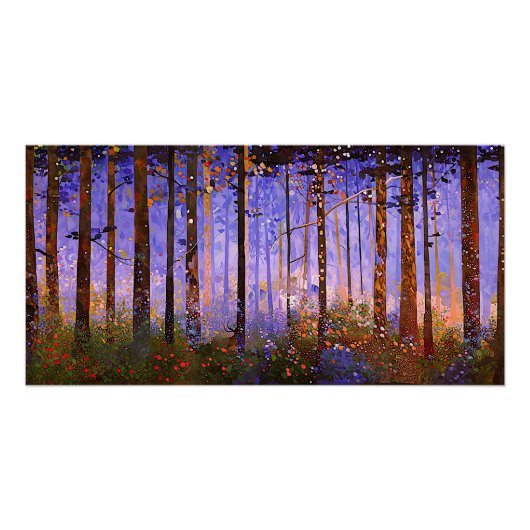 Het geheime pad van de herten - Brede boslandschap Perfect Poster (Voorkant)