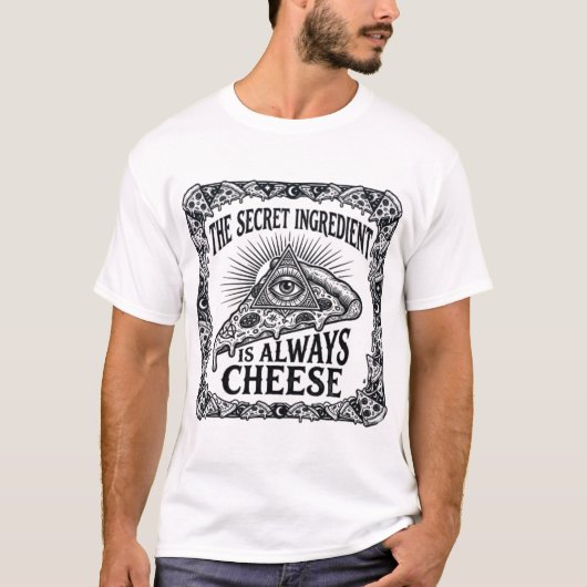 Het Geheime Pizza Ingredient - Illuminati Kaas C T-shirt (Voorkant)