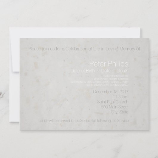 Het geheugen van het verlies brengt dwars 1 Funera Kaart (Achterkant)