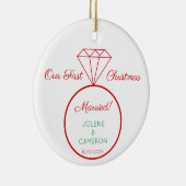 Het gehuwde Ring Front van de Weddenschap & Stripe Keramisch Ornament (Rechts)