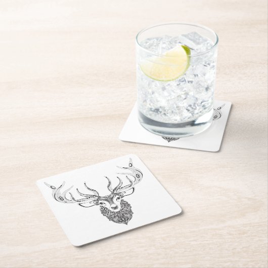 Het geïnspireerde Gehoornde Hoofd van Herten Kartonnen Onderzetters (Insitu)