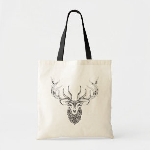Het geïnspireerde Gehoornde Hoofd van Herten Tote Bag