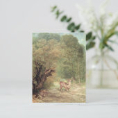 Het gejaagde Ree op het alarm, de Lente, 1867 Briefkaart (Staand voorkant)