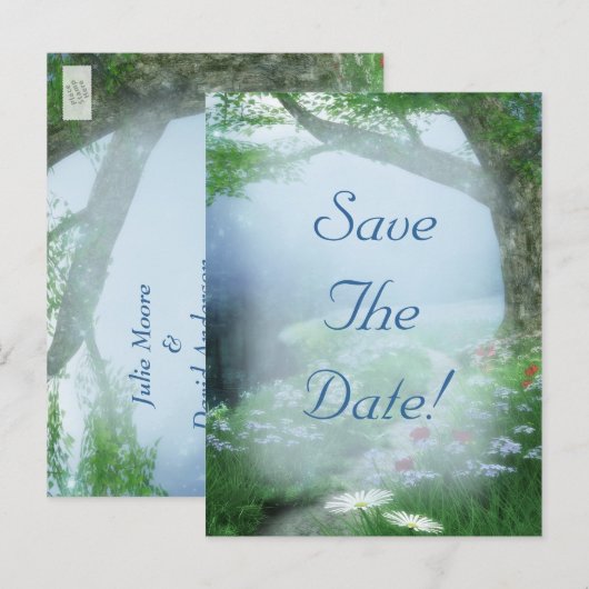 Het gekantelde bos van Woodland bewaart de Datum W Aankondigingskaart (Voorkant / Achterkant)