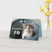 het Gekke Katje van de 70ste Verjaardag Kaart (Gele Bloem)