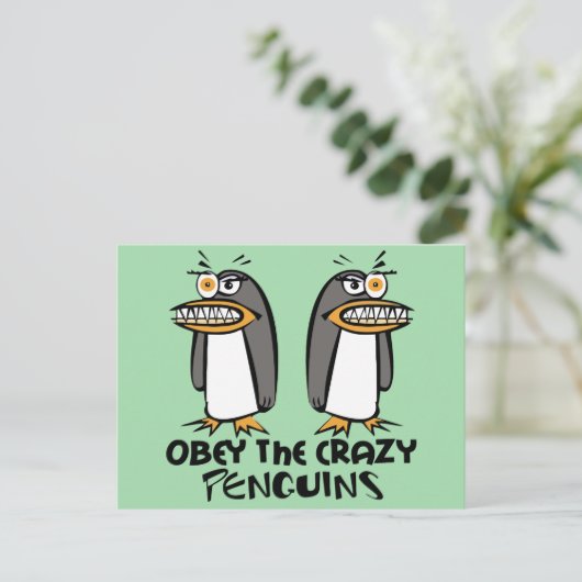 Het gekke Pinguïn grafische ontwerp is smakelijk Briefkaart (Staand voorkant)