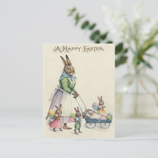 Het Gekleurde Ei van de paashaas Kinderen Feestdagenkaart (Staand voorkant)