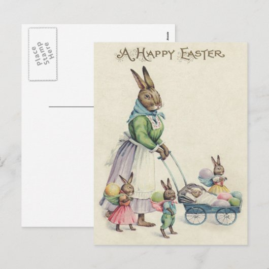 Het Gekleurde Ei van de paashaas Kinderen Feestdagenkaart (Voorkant / Achterkant)