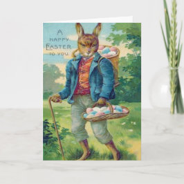 Het Gekleurde Ei van de paashaas Mand Feestdagen Kaart