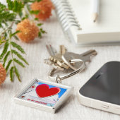 Het gekleurde hart van de Valentijn voegt uw foto  Sleutelhanger (Zijkant)