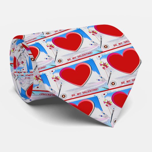 Het gekleurde hart van de Valentijn voegt uw foto Stropdas (Opgerold)