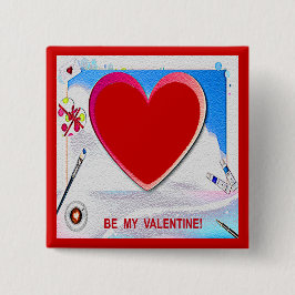 Het gekleurde hart van de Valentijn voegt uw foto Vierkante Button 5,1 Cm