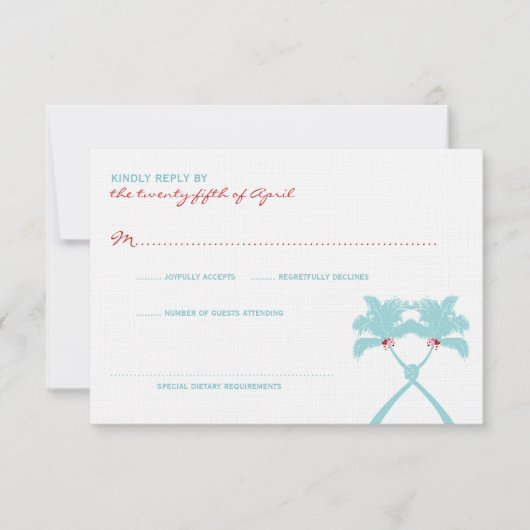 Het geknoopte Huwelijk van het Strand van de RSVP Kaartje (Voorkant)