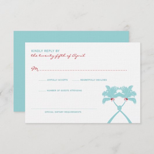 Het geknoopte Huwelijk van het Strand van de RSVP Kaartje (Voorkant / Achterkant)