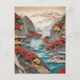 Het gelaagde papier Chinese klif landschap is een  Feestdagenkaart