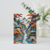 Het gelaagde papier Chinese klif landschap is een Feestdagenkaart (Staand voorkant)