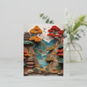 Het gelaagde papier Chinese klif landschap is een  Folie Feestdagen Briefkaart (Staand Voorkant)