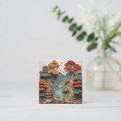 Het gelaagde papier Chinese klif landschap is een  Vierkante Visitekaartje (Staand voorkant)