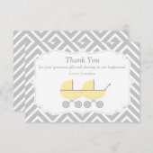 Het gele Baby shower van de Tweelingen van Bedankkaart (Voorkant / Achterkant)