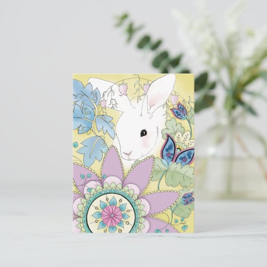 Het gele Briefkaart van het Konijn (Staand voorkant)