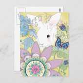 Het gele Briefkaart van het Konijn (Voorkant / Achterkant)