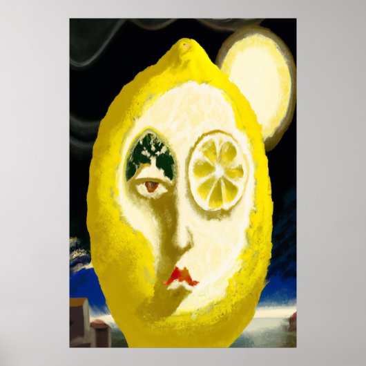 Het gele citroengezicht | AI Art Poster (Voorkant)