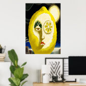 Het gele citroengezicht | AI Art Poster (Thuiskantoor)