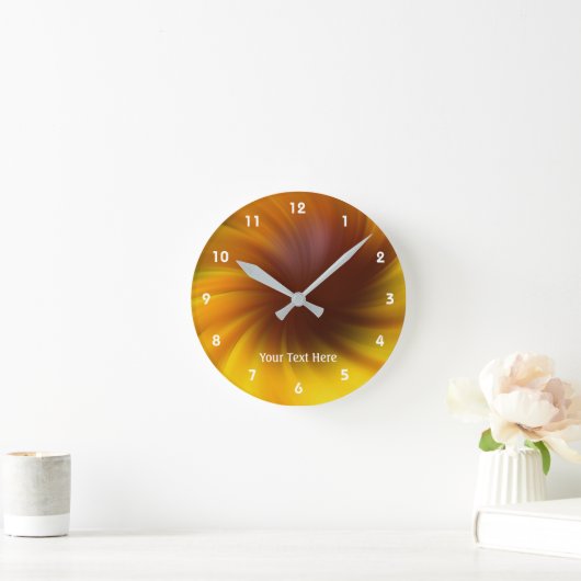 Het gele en Bruine Abstracte Art. van Wervelingen Ronde Klok (Huis)