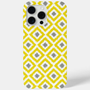 Het gele en Grijze Patroon van Ikat van de Diamant iPhone 15 Pro Max Hoesje