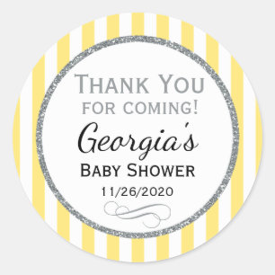 Het gele Grijze Baby shower dankt u goedkeurt Ronde Sticker
