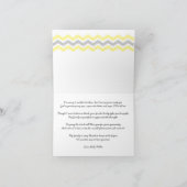 Het gele Grijze Baby shower van de Chevron dankt u Bedankkaart (Binnen)