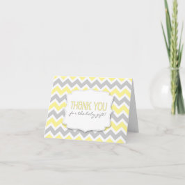 Het gele Grijze Baby shower van de Chevron dankt u Bedankkaart