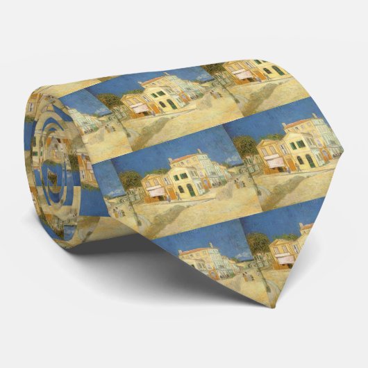 Het Gele Huis van Vincent van Gogh Stropdas (Opgerold)