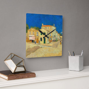 Het Gele Huis van Vincent Van Gogh Vierkante Klok