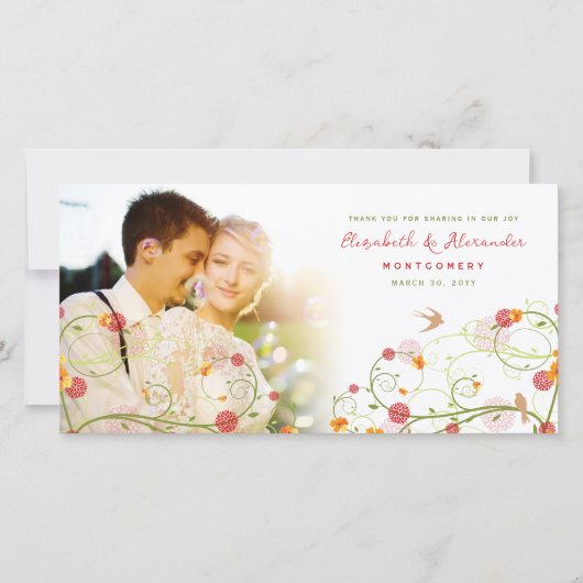 Het gele Huwelijk van de Lente van de Wervelingen Bedankkaart (Voorkant)