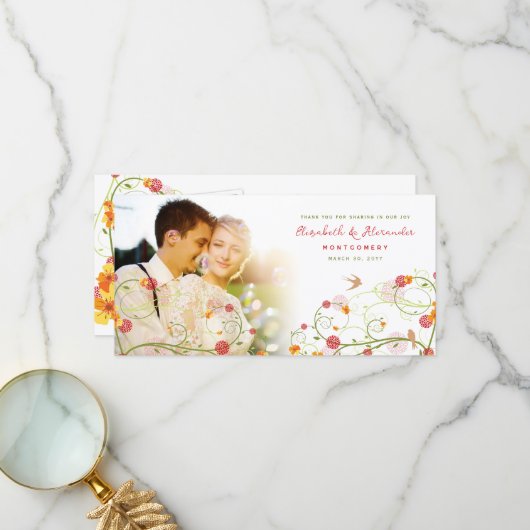 Het gele Huwelijk van de Lente van de Wervelingen Bedankkaart (Voorkant / Achterkant in situ)