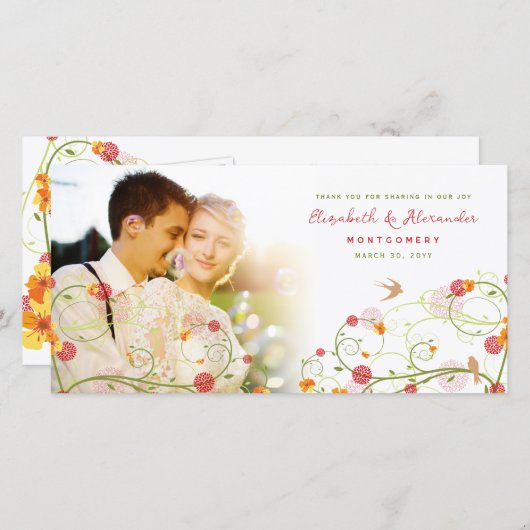 Het gele Huwelijk van de Lente van de Wervelingen Bedankkaart (Voorkant / Achterkant)