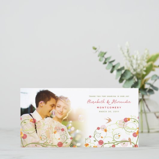 Het gele Huwelijk van de Lente van de Wervelingen Bedankkaart (Staand voorkant)