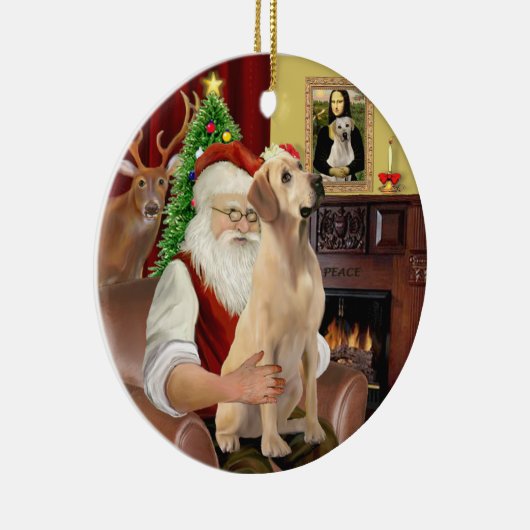 Het gele lab van de Kerstman Keramisch Ornament (Rechts)