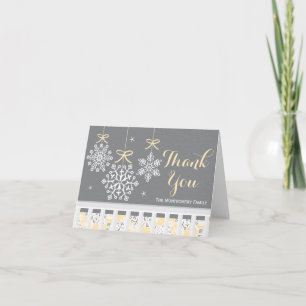 Het gele Mobiele Baby shower van de Sneeuwvlok Bedankkaart