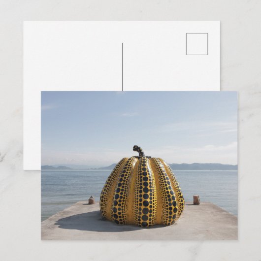 Het gele pompoen Briefkaart van Naoshima Yayoi Kus (Voorkant / Achterkant)